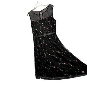 Candalite Floral Mesh Dress Black XL Women Roses Y2K Witchy Whimsygoth Fairy NWT